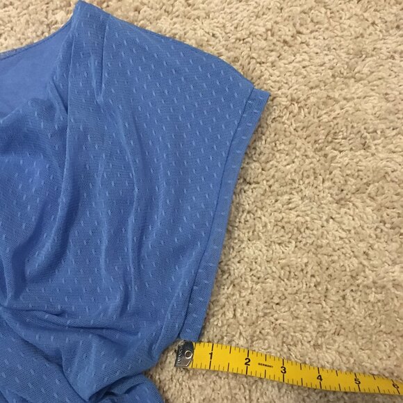 Periwinkle Blue Draping Double Layered Mesh Top - Picture 11 of 11